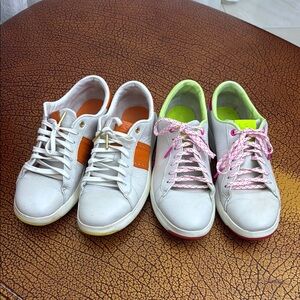 Lot of 2 Cole Haan White Orange Neon Sneakers 9.5 size